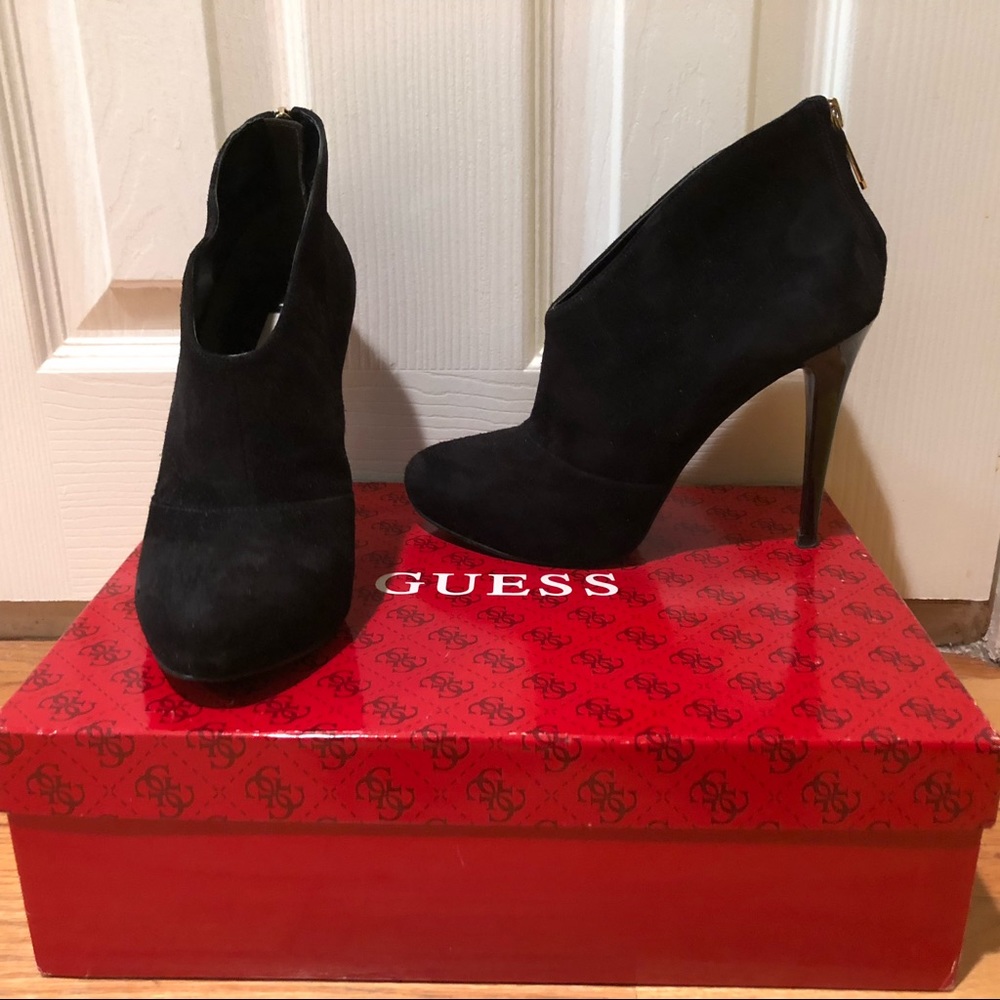 Guess black suede booties, size 6
